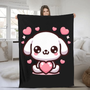 Discover Cute Puppy Dog Heart Valentin Day Fleece Blankets