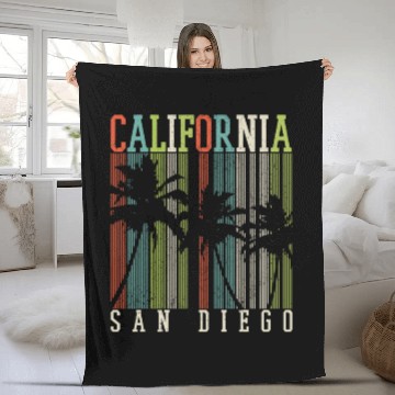 Discover San Diego California Vintage Souvenir Fleece Blankets