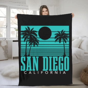 Discover San Diego California Vintage Souvenir Fleece Blankets