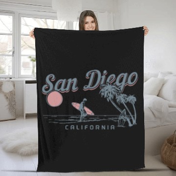 Discover San Diego California Vintage Souvenir Fleece Blankets