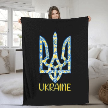 Discover Ukraine trident in Ukrainian flag colors Fleece Blankets