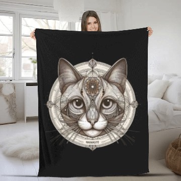 Discover Mandala Style Mystical Namaste Cat: A Spiritual Fleece Blankets