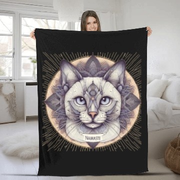 Discover Mandala Mystical Namaste Cat: A Spiritual Journey Fleece Blankets