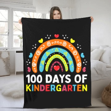 Discover 100 Days of Kindergarten School Teacher or Fleece Blankets