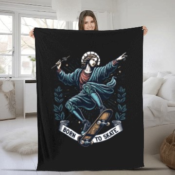 Discover Born To Skate Fun Jesus Saint Skateboard Sarcasm Fleece Blankets