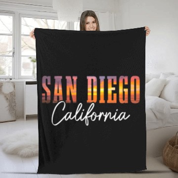Discover San Diego California Vintage Souvenir Fleece Blankets