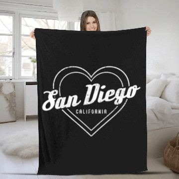 Discover San Diego California Vintage Souvenir Fleece Blankets