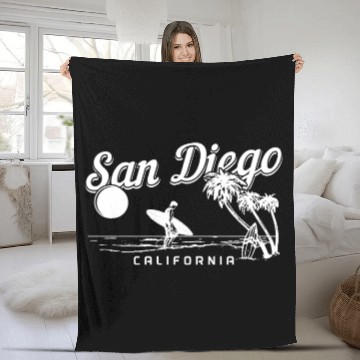 Discover San Diego California Vintage Souvenir Fleece Blankets