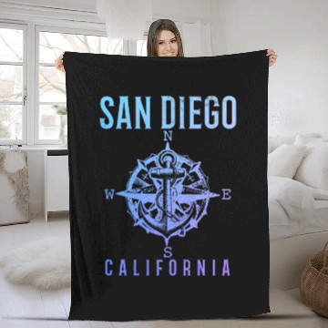 Discover San Diego California Vintage Souvenir Fleece Blankets