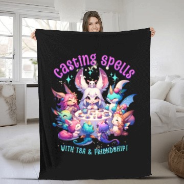 Discover Casting spells with friendship & tea Fleece Blankets