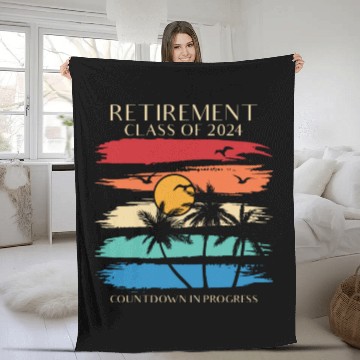 Discover 2024 Retirement Countdown Beach Fleece Blankets