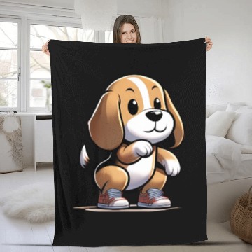 Discover Squat Squad: Beagle's Fitness Journey Fleece Blankets
