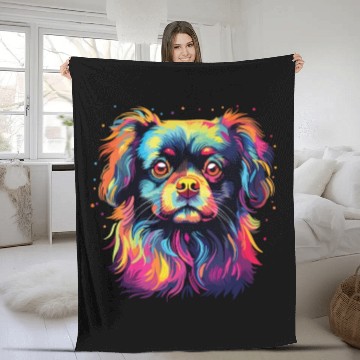 Discover Watercolor Colorful Tibetan Spaniel Fleece Blankets
