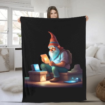 Discover A Father's Day Gnome as a tech-savvy dad Fleece Blankets