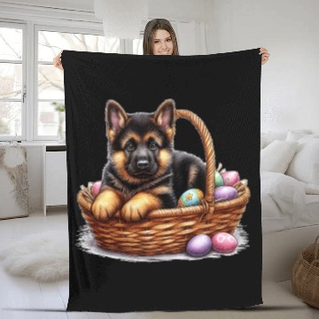 Discover Easter Puppy with Colorful Eggs Fleece Blankets