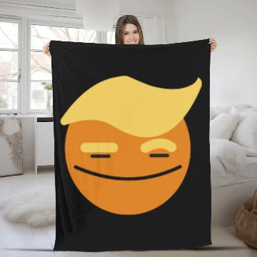 Discover Support Donald J. Trump. Orange Trump Smile Face. Fleece Blankets