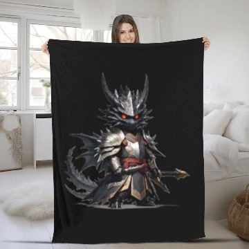 Discover Chibi dragonwarrior in Full armor Fleece Blankets