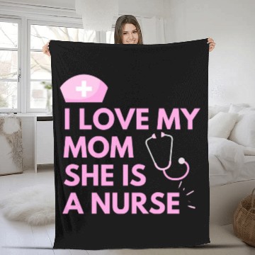 Discover I Love My Mom, She is a Nurse Fleece Blankets