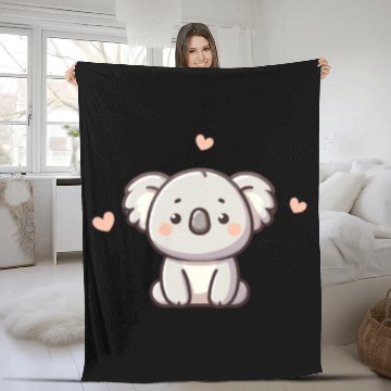 Discover Kawaii Koala Cute Pattern Fleece Blankets