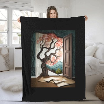 Discover Firefly Dark room with near window with tree 85837 Fleece Blankets