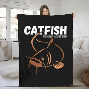 Discover Catfish Fishing Addicted Fleece Blankets
