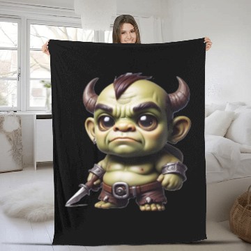 Discover Anime chibi orc Fleece Blankets