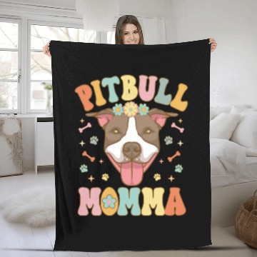 Discover Groovy Pitbull Mom Female Dog Lover Fleece Blankets