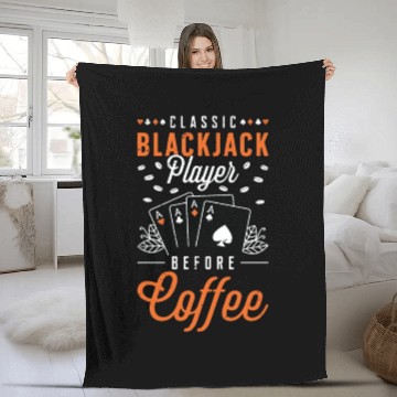 Discover Classic Blackjack Player Before Card Game Coffee Fleece Blankets