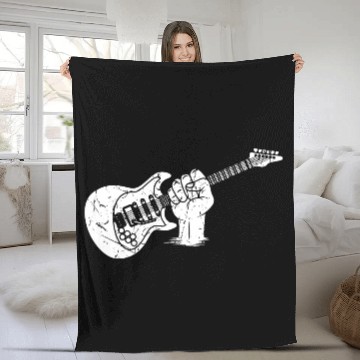 Discover Hand Holding Electric Guitar Musician Musical Fleece Blankets