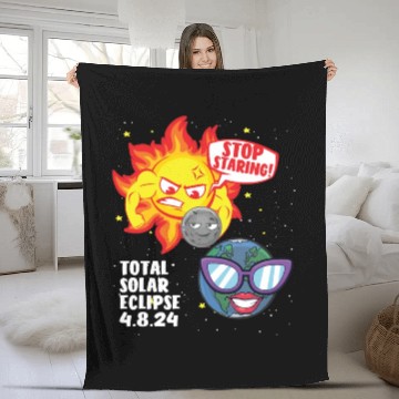 Discover Total Solar Eclipse Stop Staring 4.08.24 Eclipse Fleece Blankets