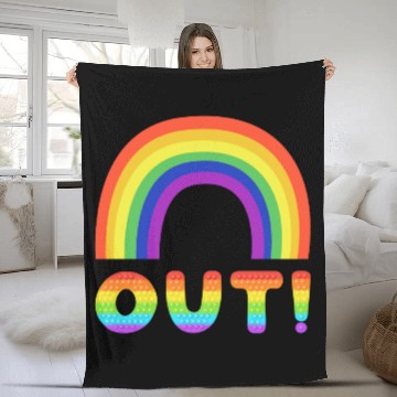 Discover Gay Pride 'OUT' Rainbow Fleece Blankets Design LGBTQ+
