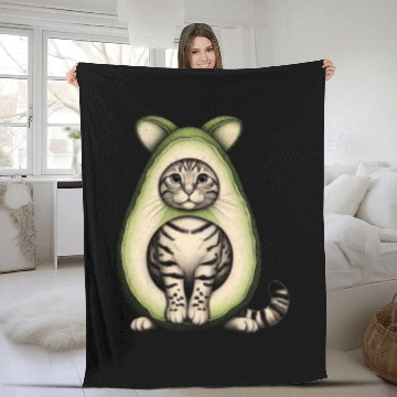 Discover Avocado Cat Fleece Blankets