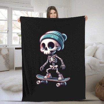 Discover Skeleton Skater Street Skating Fleece Blankets