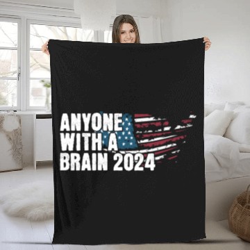Discover 2024 Brain Vote Democracy Anti-Trump Fleece Blankets