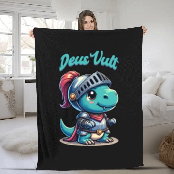 Discover Deus Vult Historical Knight Dragon Fleece Blankets