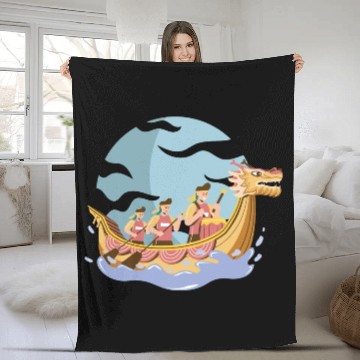 Discover Chinese Dragon Boat Dragon Boat Racer Gift Fleece Blankets