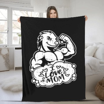 Discover Honey Badge I Love Mom Fleece Blankets