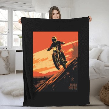 Discover Sunset Motocross - Race Day Fleece Blankets
