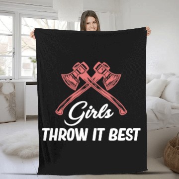 Discover Girls Throw It Best Axe Throwing Chainsaw Fleece Blankets