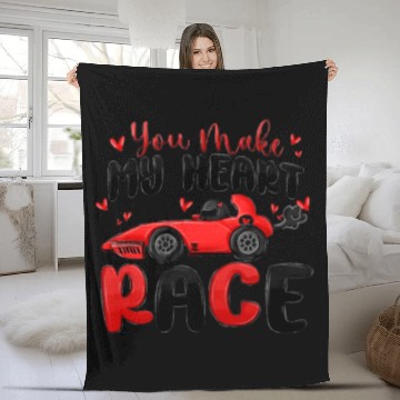 Discover you make my heart race valentine's day Fleece Blankets