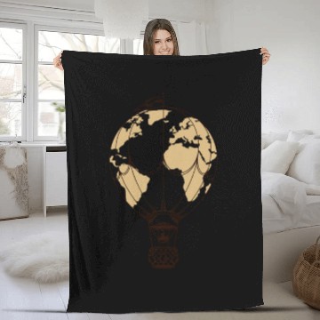 Discover Air Balloon World Adventures Fleece Blankets