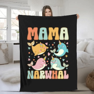 Discover Groovy Narwhal Mom Narwhal Lover Fleece Blankets