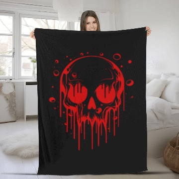 Discover Red Skull Fleece Blankets