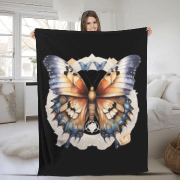 Discover Fantastic beast half butterfly half eagle Fleece Blankets