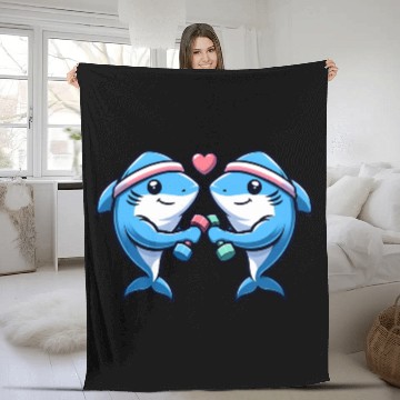 Discover Shark Squad s Swim Gym Fleece Blankets