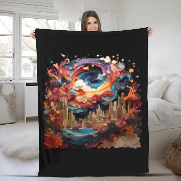 Discover Artstation, starry night colorful Fleece Blankets