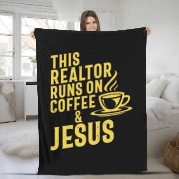 Discover This Realtor Runs On Coffee Jesus Real Estate Fleece Blankets