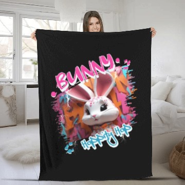Discover Graffiti-inspired portraiture Bunny Fleece Blankets