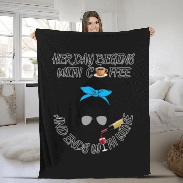 Discover Starts with coffee, ends with wine Fleece Blankets