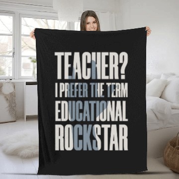 Discover Funny Music Teacher - Educational Rockstar Fleece Blankets